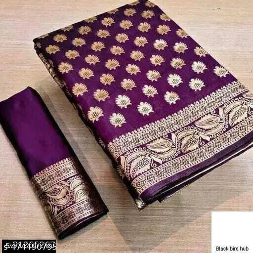 Wine Jacquard Banarasi Silk Saree