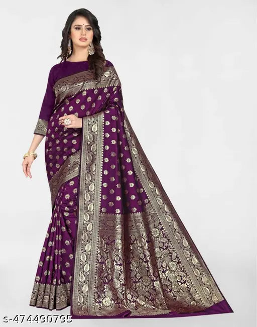 Wine Jacquard Banarasi Silk Saree